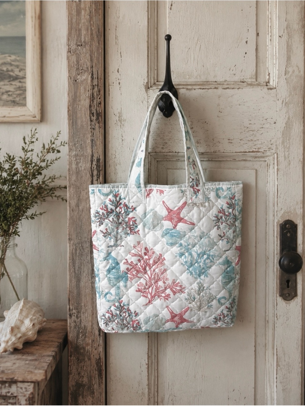 Cracker Barrel Coastal Quilted Tote Bag Retired